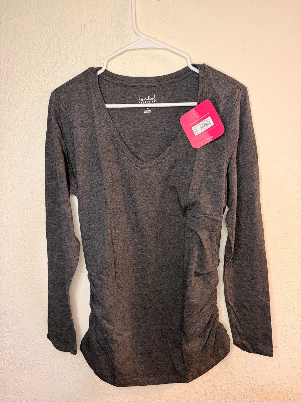 Isabel Maternity by Ingrid & Isabel Long Sleeve V-Neck Side Ruched Maternity Tee